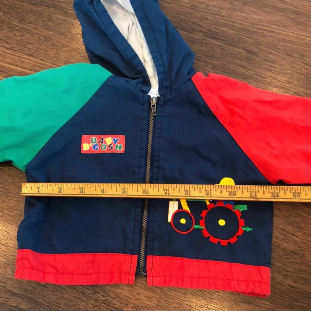 Vintage Oshkosh baby bgosh tractors color-block zip-up jacket 12m